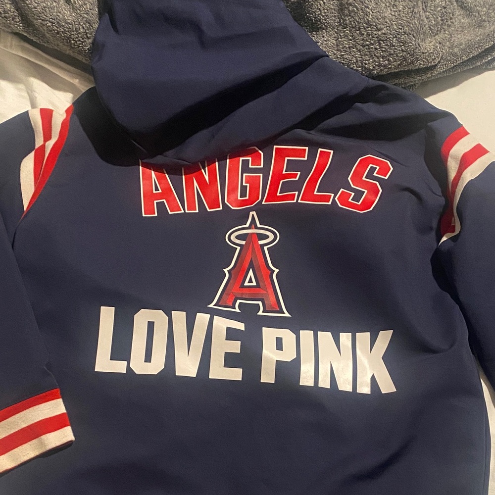 Angels baseball PINK Victoria's Secret Navy Hoodie windbreaker - Picture 2 of 9
